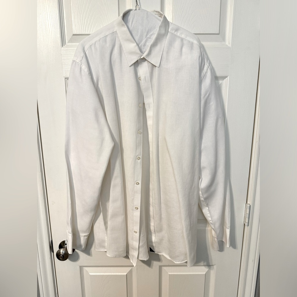 UNTUCKit White Linen Button Down Shirt, XXXL, EUC
